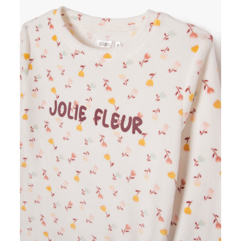 Pyjama en velours à motifs fleuris fille