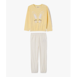 Pyjama en velours avec motif lapin fille