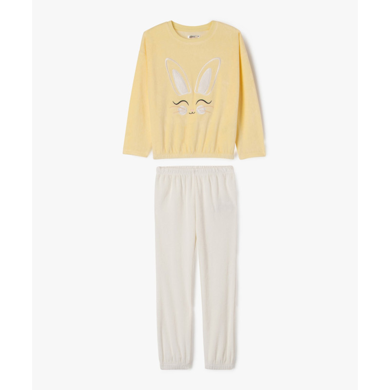 Pyjama en velours avec motif lapin fille Pyjama en velours avec motif lapin fille
