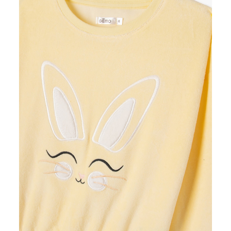 Pyjama en velours avec motif lapin fille Pyjama en velours avec motif lapin fille
