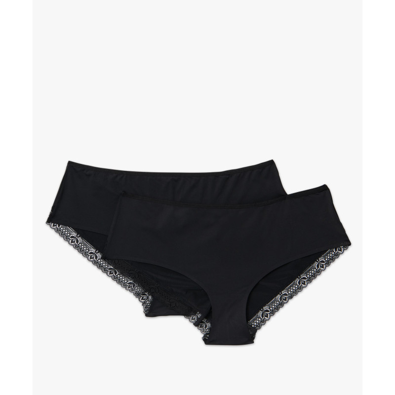 Shorty en microfibre et dentelle femme grande taille (lot de 2) Shorty en microfibre et dentelle femme grande taille (lot de 2)