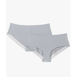 Shorty en microfibre et dentelle femme grande taille (lot de 2) Shorty en microfibre et dentelle femme grande taille (lot de 2)
