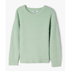 Pull en maille cÃ´telÃ©e douce coupe ajustÃ©e fille