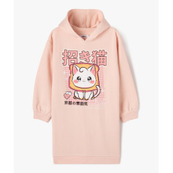 Robe sweat Ã  capuche avec motif XXL fille