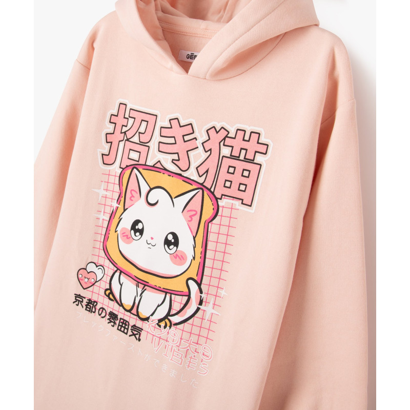 Robe sweat à capuche avec motif XXL fille