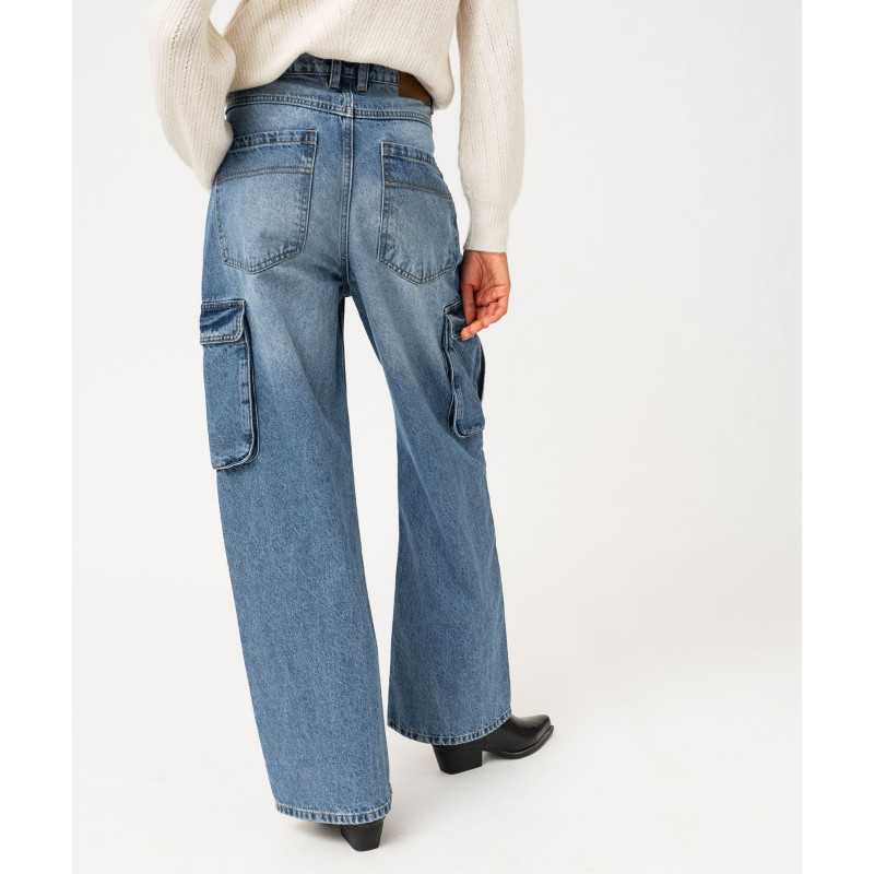 Jean cargo large délavé femme Jean cargo large délavé femme