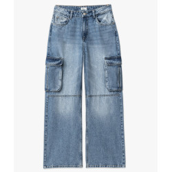 Jean cargo large délavé femme Jean cargo large délavé femme