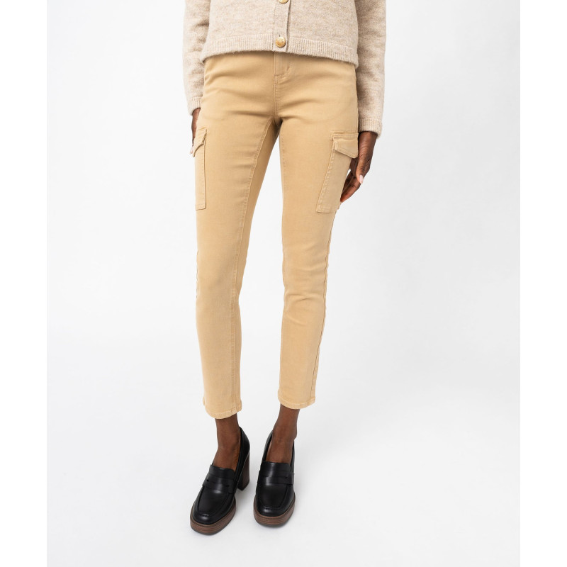 Pantalon cargo coupe slim femme