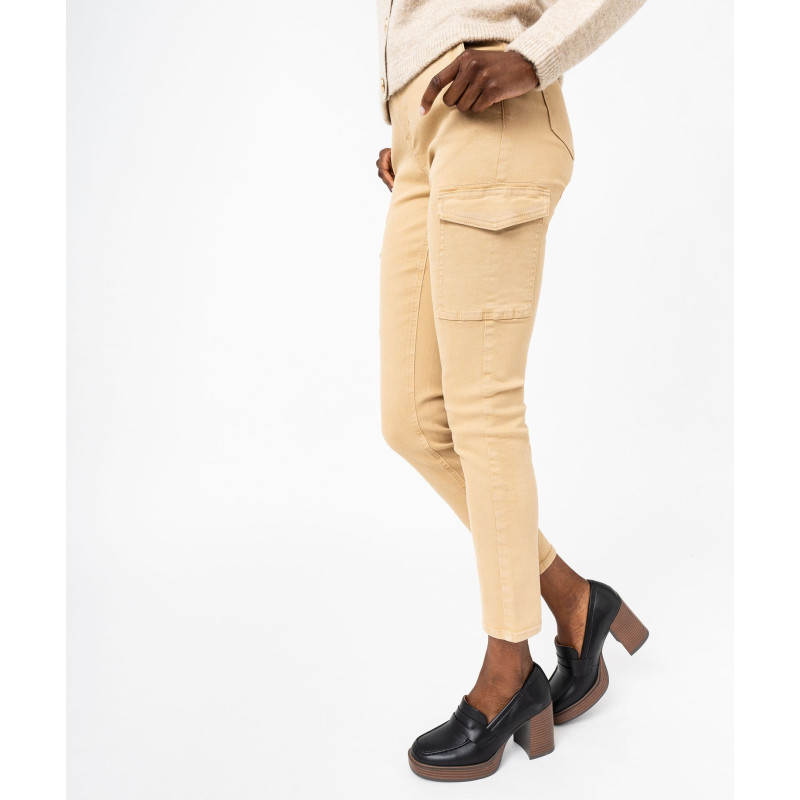 Pantalon cargo coupe slim femme