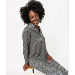Blouse Ã  manches longues imprimÃ©e en matiÃ¨re fluide femme