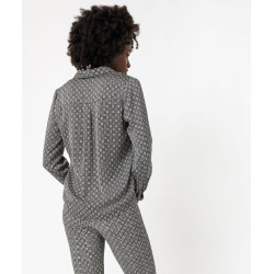 Blouse à manches longues imprimée en matière fluide femme Blouse à manches longues imprimée en matière fluide femme