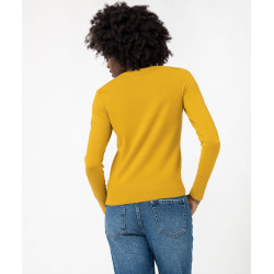 Pull fin à col rond avec boutons aux poignets femme