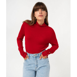 Pull fin en viscose à col roulé femme