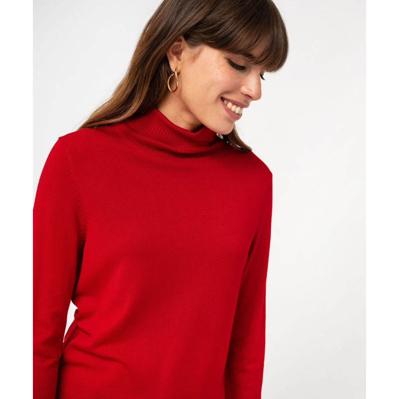 Pull fin en viscose à col roulé femme