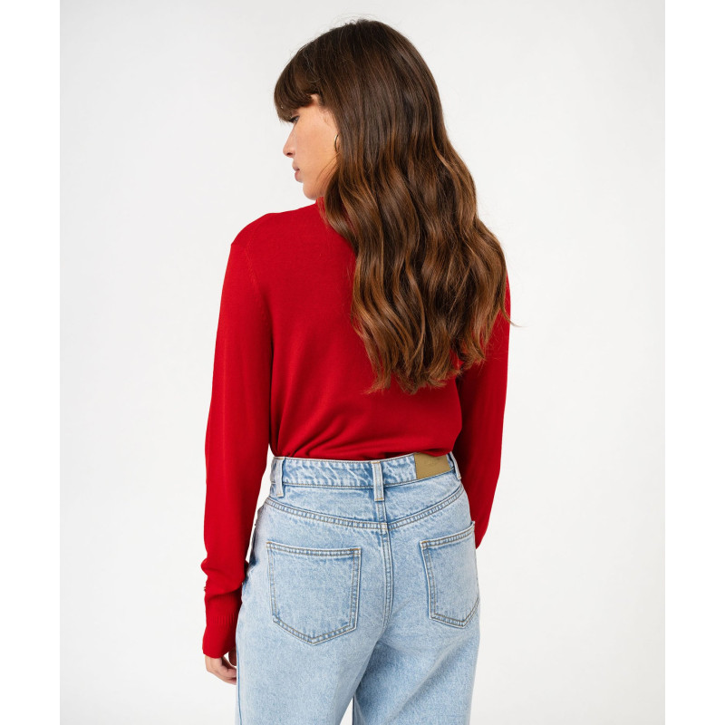 Pull fin en viscose à col roulé femme