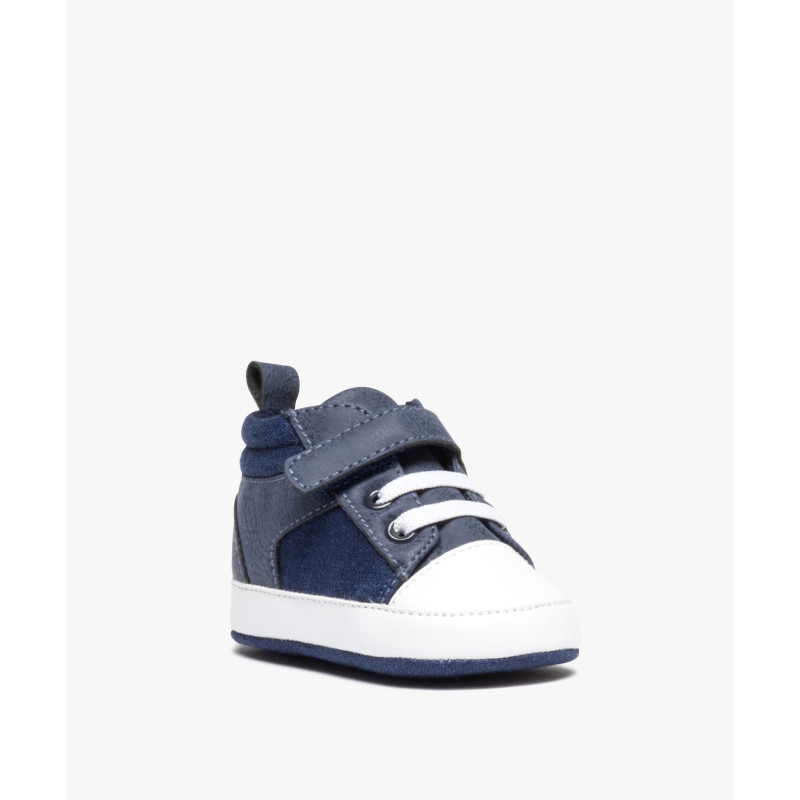 Chaussons de naissance bébé garçon en toile façon denim