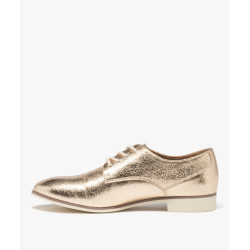 Derbies femme unis dessus brillant avec semelle fine bicolore