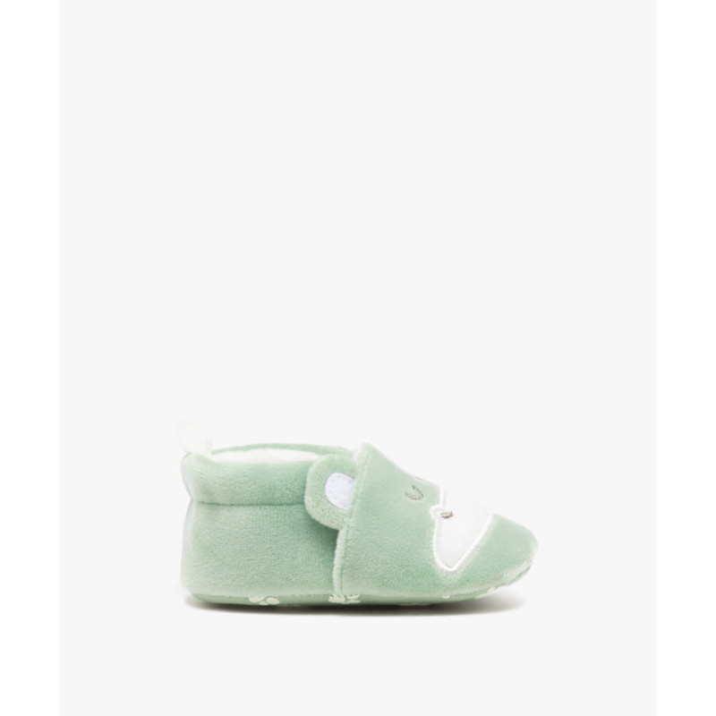 Chaussons de naissance bébé garçon hippopotame en velours