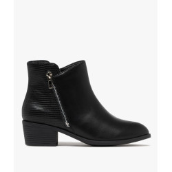 Bottines femme avec zip fantaisie et arriÃ¨re effet grainÃ©