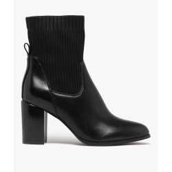 Bottines femme Ã  talon avec col chaussette et bout amande