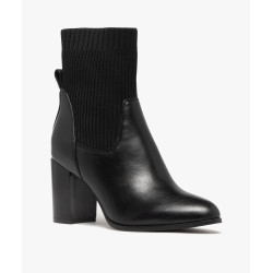 Bottines femme à talon avec col chaussette et bout amande