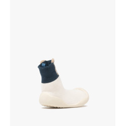 Chaussons bébé garçon à col chaussette avec semelle