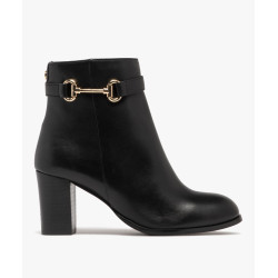 Boots femme à talon avec dessus en cuir bijou doré - Tanéo