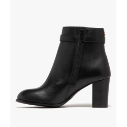 Boots femme à talon avec dessus en cuir bijou doré - Tanéo