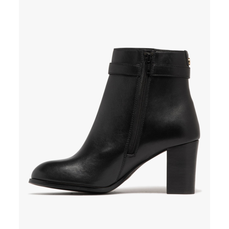 Boots femme à talon avec dessus en cuir bijou doré - Tanéo