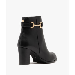 Boots femme à talon avec dessus en cuir bijou doré - Tanéo