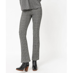 Pantalon patte d'éléphant en maille imprimée femme