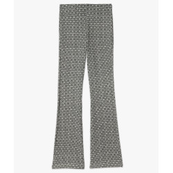 Pantalon patte d'éléphant en maille imprimée femme