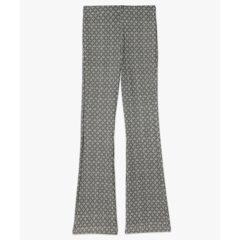 Pantalon patte d'éléphant en maille imprimée femme