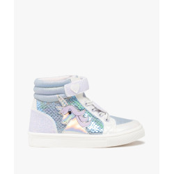 Baskets fille mid-cut licorne avec sequins et paillettes