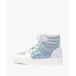 Baskets fille mid-cut licorne avec sequins et paillettes