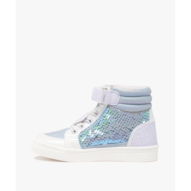 Baskets fille mid-cut licorne avec sequins et paillettes