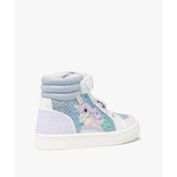 Baskets fille mid-cut licorne avec sequins et paillettes