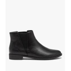 Bottines femme unies à talon plat style Chelsea