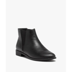 Bottines femme unies à talon plat style Chelsea