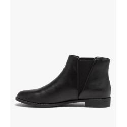 Bottines femme unies à talon plat style Chelsea