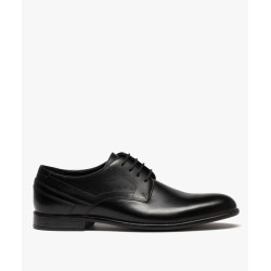 Derbies homme unies dessus en cuir et Ã  lacets ronds