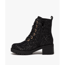 Boots fille à talon carré avec dessus en strass