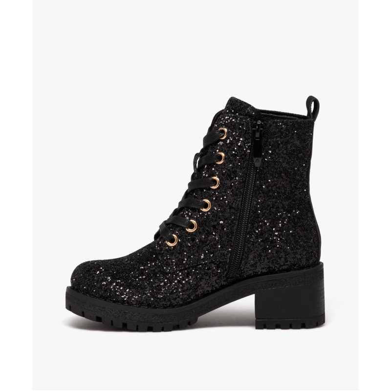 Boots fille à talon carré avec dessus en strass