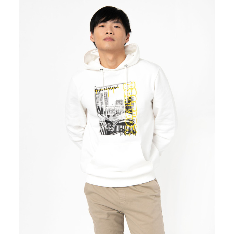 Sweat à capuche imprimé streetwear homme