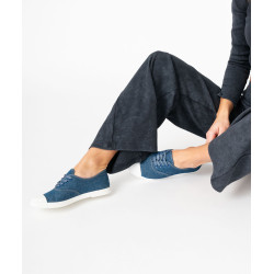 Baskets femme en toile unie style denim avec lacets pailletÃ©s