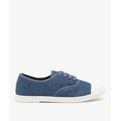 Baskets femme en toile unie style denim avec lacets pailletés